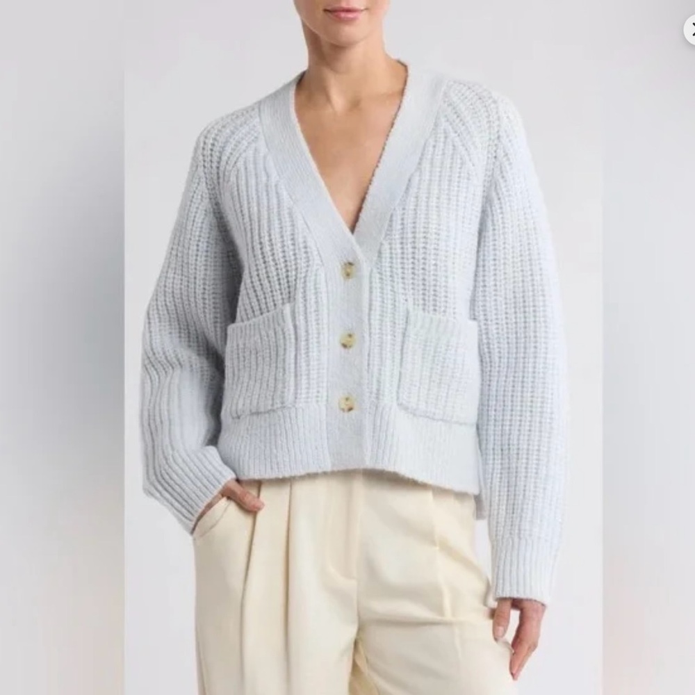 A.L.C. Women's Pale Blue Gray Cardigan Sweater